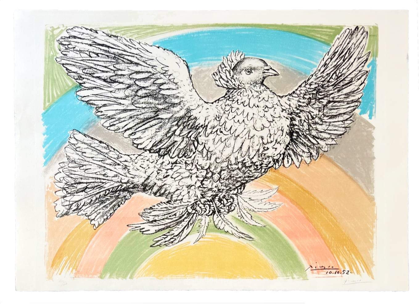 Picasso La Colombe Volant a larc-en-